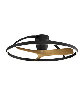 Nepal II 75cm 32W LED Dimmable Light With 32W DC Reversible Fan Black/Wood Finish Remote Control 4000lm-1