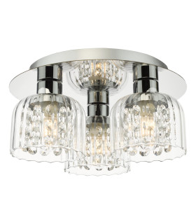 Forseti 3 Light Bathroom Flush Light Polished Chrome and Glass IP44-1