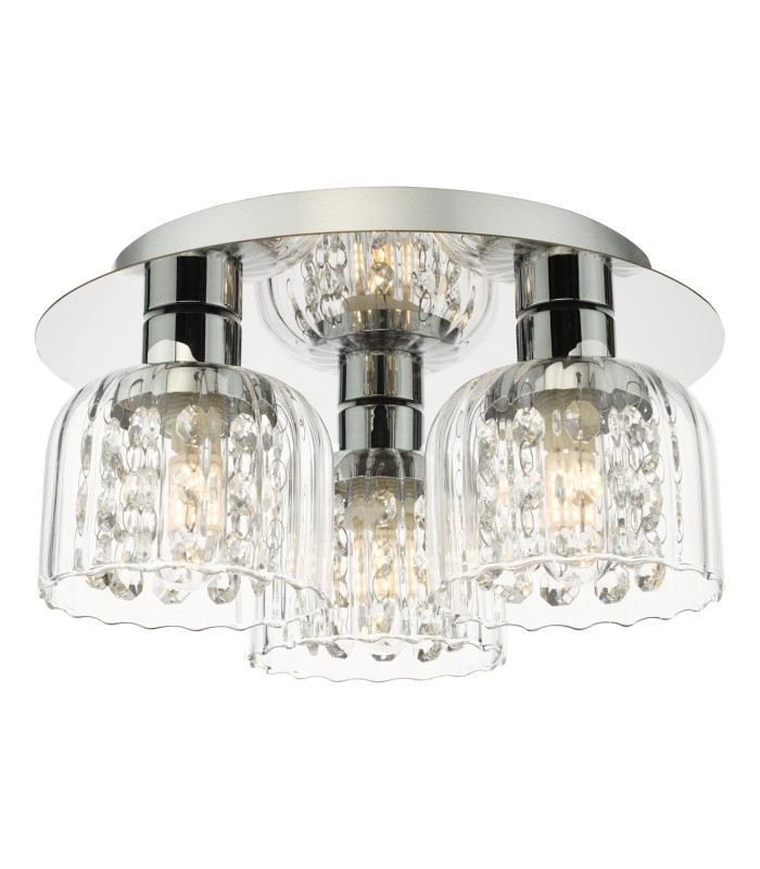 Forseti 3 Light Bathroom Flush Light Polished Chrome and Glass IP44-1