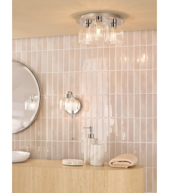 Forseti Bathroom Wall Light Polished Chrome and Glass IP44-4