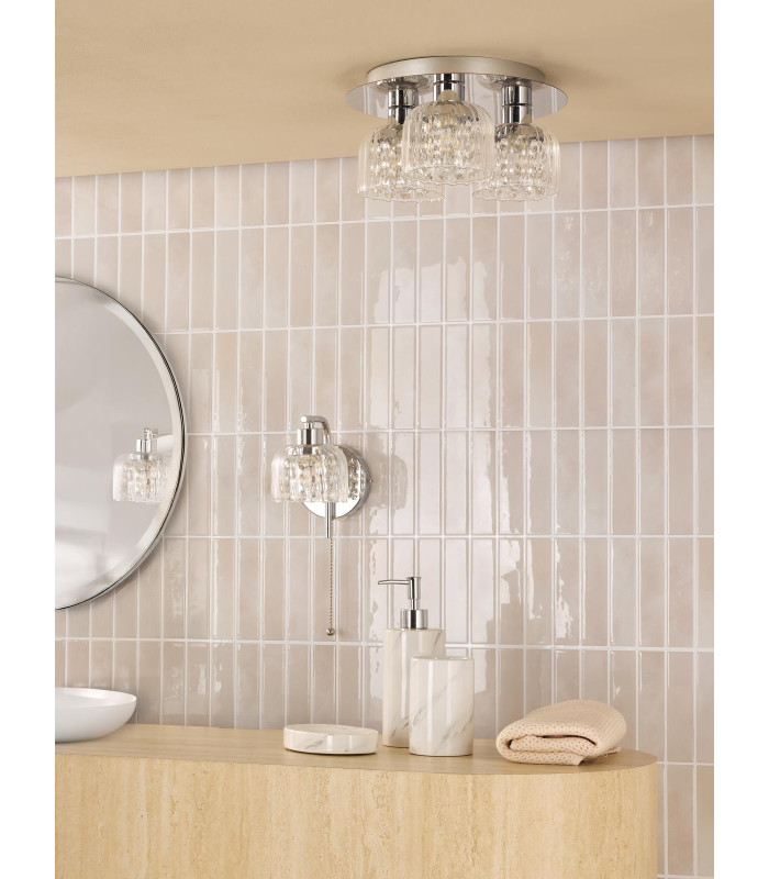 Forseti 3 Light Bathroom Flush Light Polished Chrome and Glass IP44-3