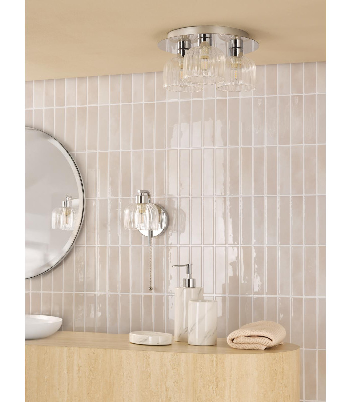 Forseti 3 Light Bathroom Flush Light Polished Chrome and Glass IP44-5