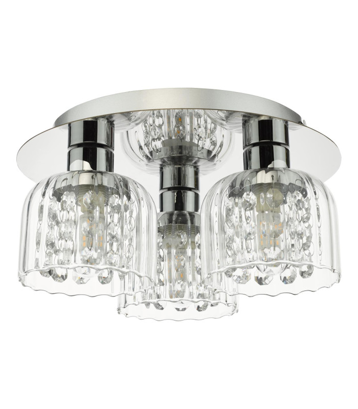 Forseti 3 Light Bathroom Flush Light Polished Chrome and Glass IP44-7