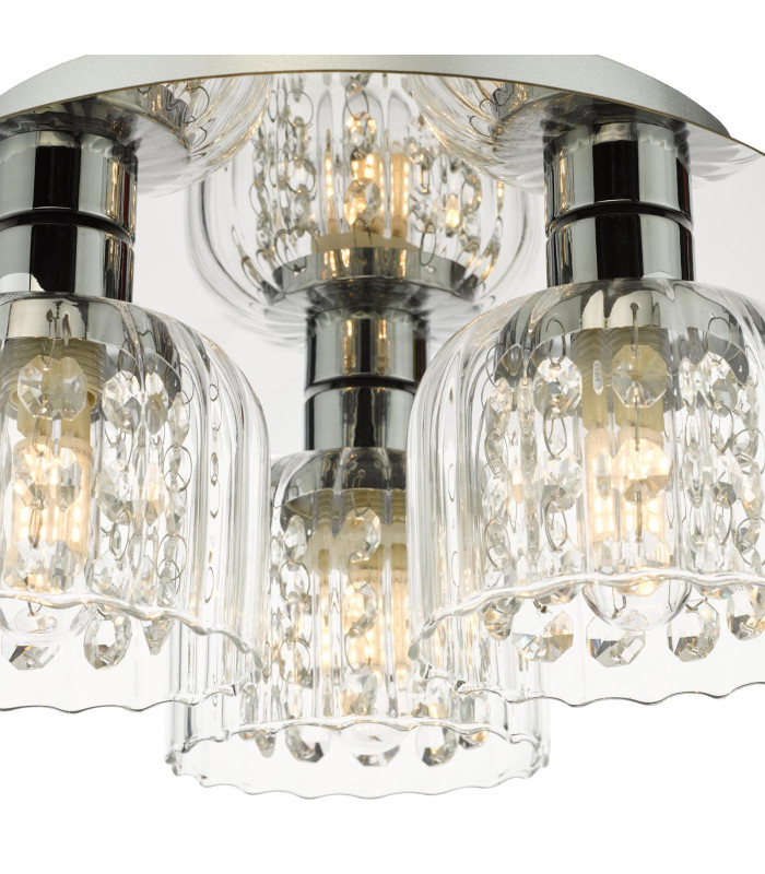 Forseti 3 Light Bathroom Flush Light Polished Chrome and Glass IP44-8