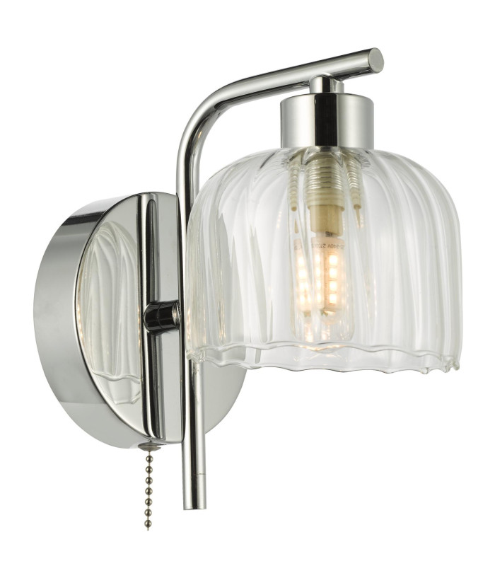Forseti Bathroom Wall Light Polished Chrome and Glass IP44-11