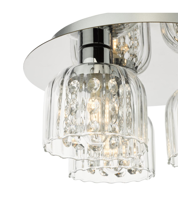Forseti 3 Light Bathroom Flush Light Polished Chrome and Glass IP44-9