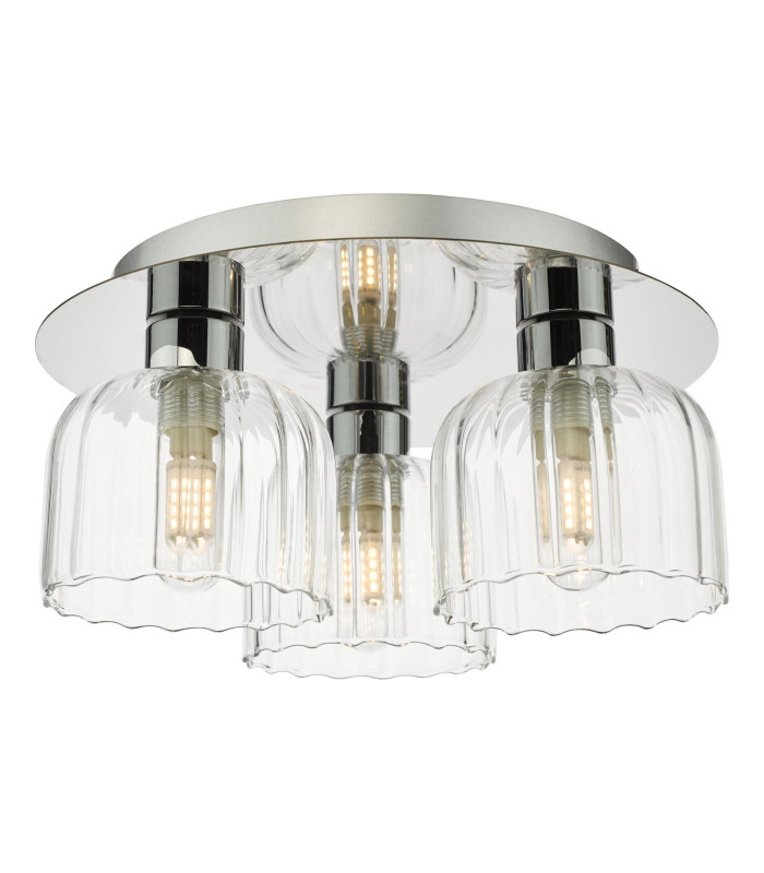 Forseti 3 Light Bathroom Flush Light Polished Chrome and Glass IP44-10