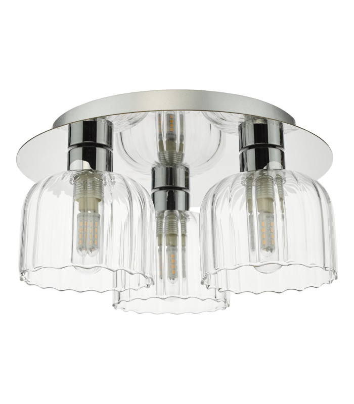 Forseti 3 Light Bathroom Flush Light Polished Chrome and Glass IP44-11