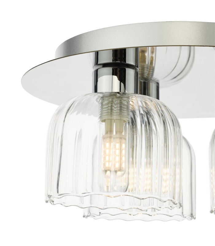 Forseti 3 Light Bathroom Flush Light Polished Chrome and Glass IP44-12