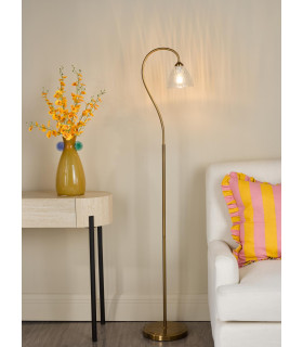 Glynis Floor Lamp Antique Bronze and Ribbed Glass-2