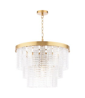 Moesha 6 Light Ceiling Pendant Natural Brass and Ribbed Glass-1