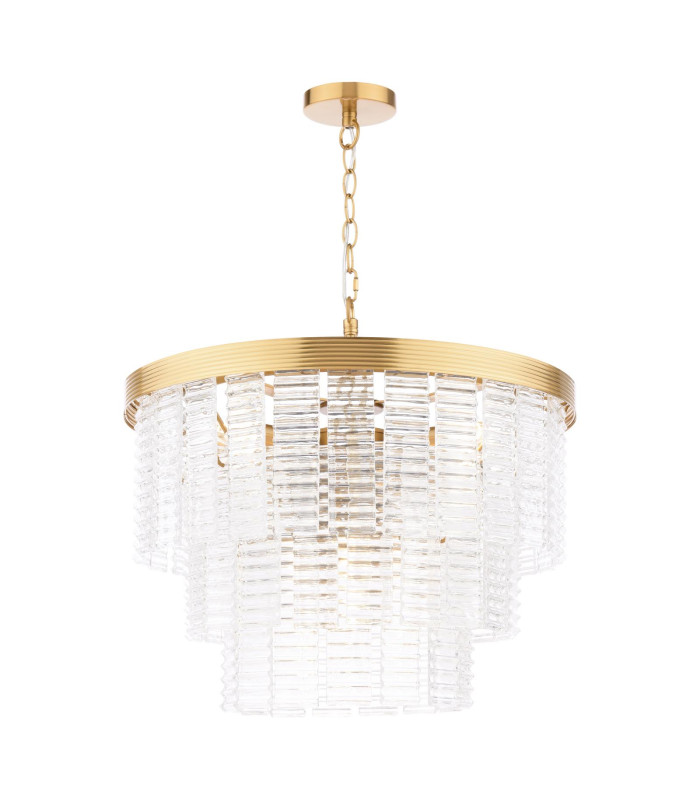 Moesha 6 Light Ceiling Pendant Natural Brass and Ribbed Glass-1