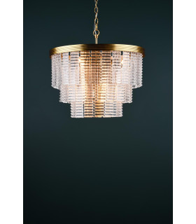 Moesha 6 Light Ceiling Pendant Natural Brass and Ribbed Glass-2