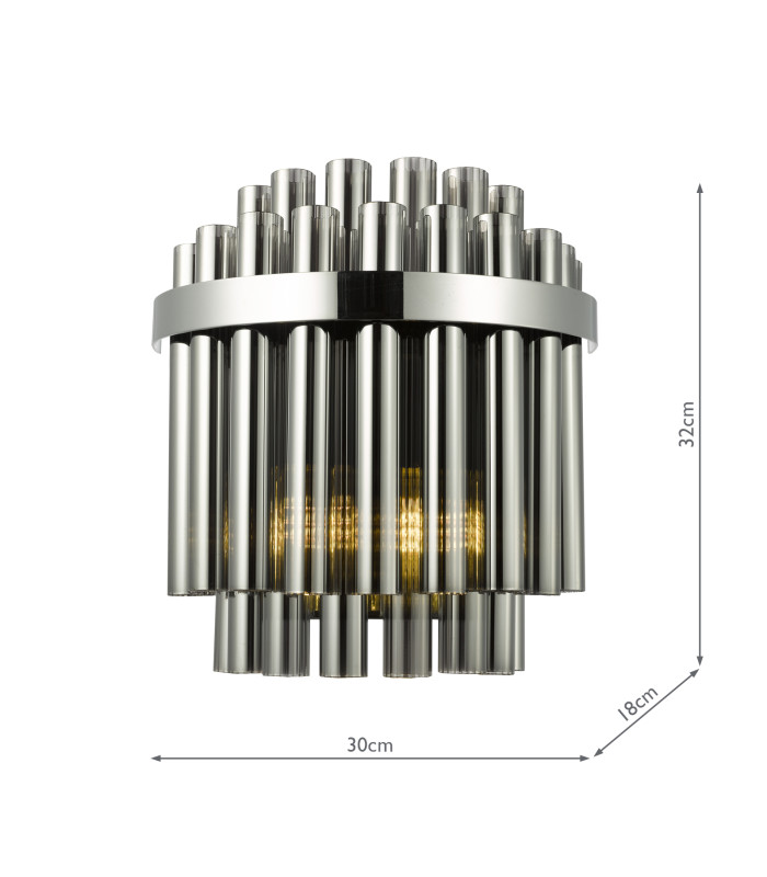 Imani Wall Light Polished Chrome and Smoked Ribbed Glass-2