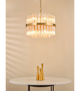 Imani Ceiling Pendant Natural Brass and Champagne Ribbed Glass-2