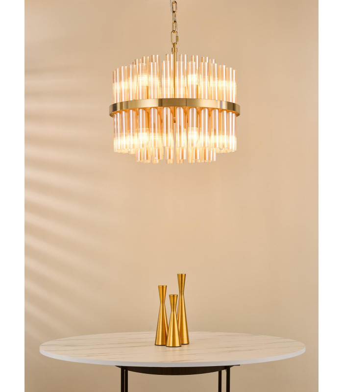 Imani Ceiling Pendant Natural Brass and Champagne Ribbed Glass-2