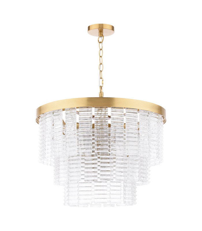 Moesha 6 Light Ceiling Pendant Natural Brass and Ribbed Glass-5