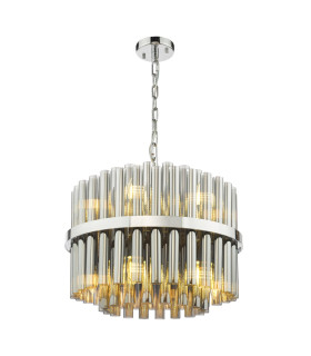 Imani Ceiling Pendant Polished Chrome and Smoked Ribbed Glass-1