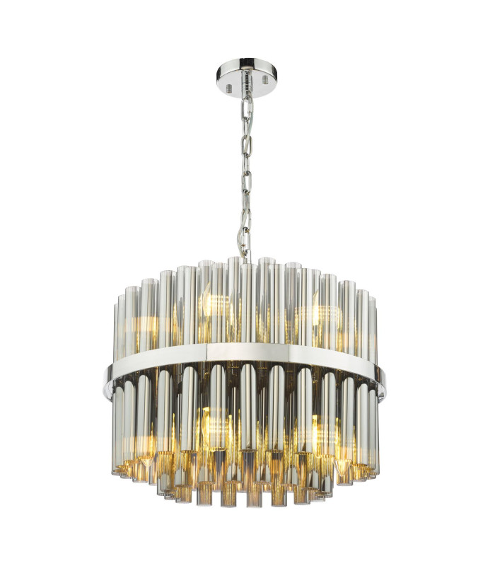 Imani Ceiling Pendant Polished Chrome and Smoked Ribbed Glass-1