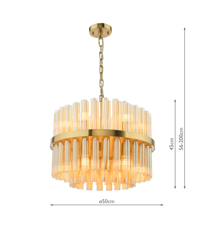 Imani Ceiling Pendant Natural Brass and Champagne Ribbed Glass-4
