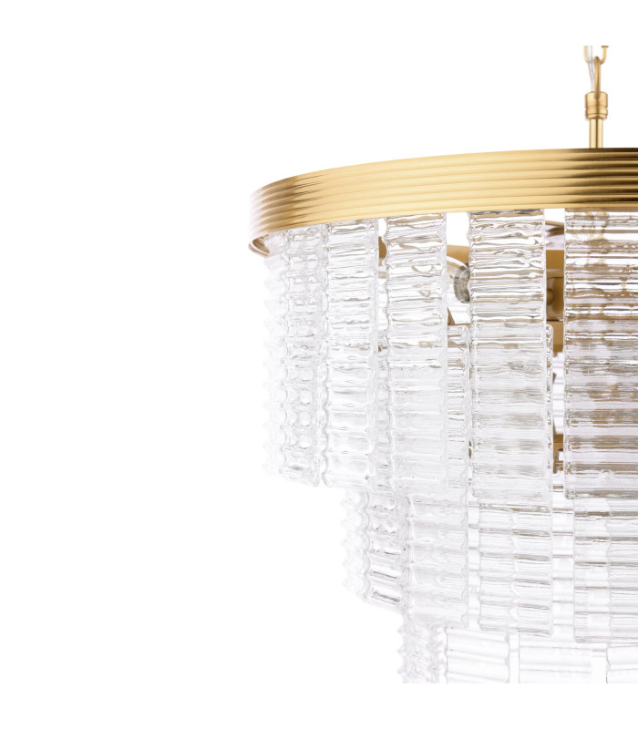 Moesha 6 Light Ceiling Pendant Natural Brass and Ribbed Glass-7