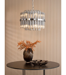 Imani Ceiling Pendant Polished Chrome and Smoked Ribbed Glass-2