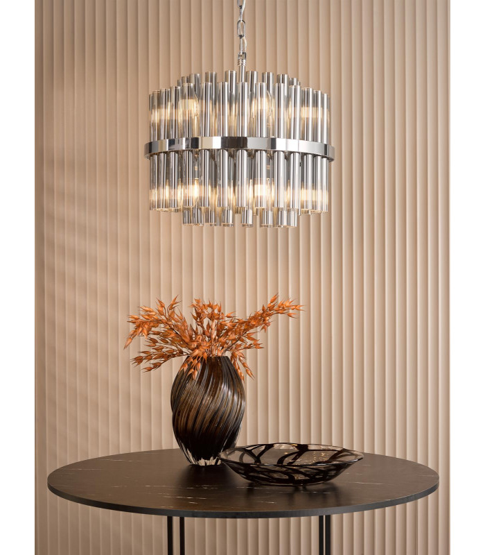 Imani Ceiling Pendant Polished Chrome and Smoked Ribbed Glass-2