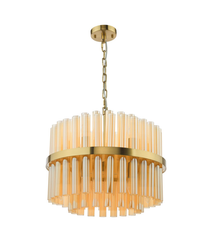 Imani Ceiling Pendant Natural Brass and Champagne Ribbed Glass-5
