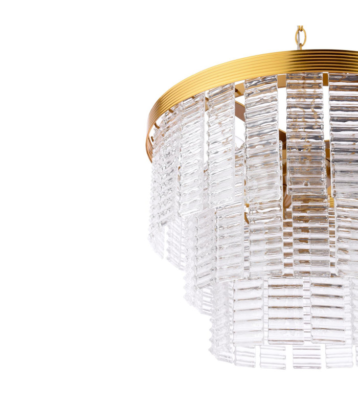 Moesha 6 Light Ceiling Pendant Natural Brass and Ribbed Glass-8
