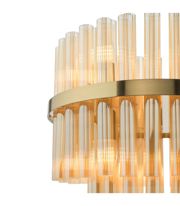 Imani Ceiling Pendant Natural Brass and Champagne Ribbed Glass-6