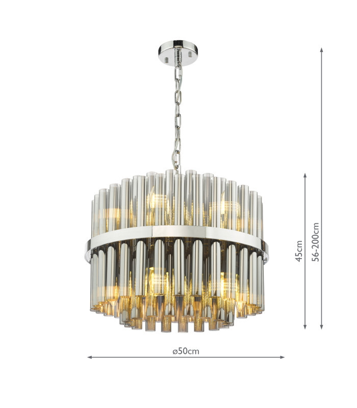 Imani Ceiling Pendant Polished Chrome and Smoked Ribbed Glass-4