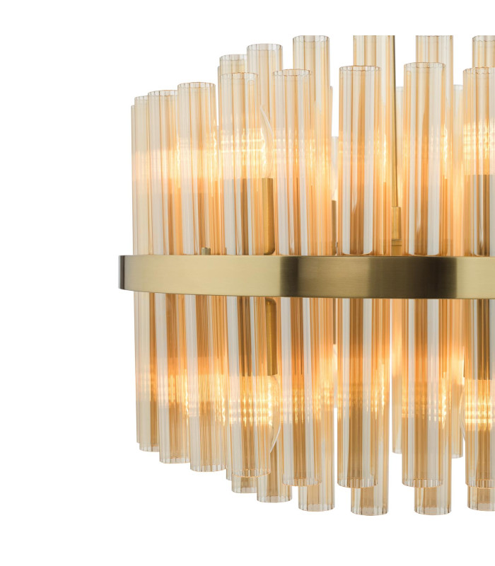 Imani Ceiling Pendant Natural Brass and Champagne Ribbed Glass-7