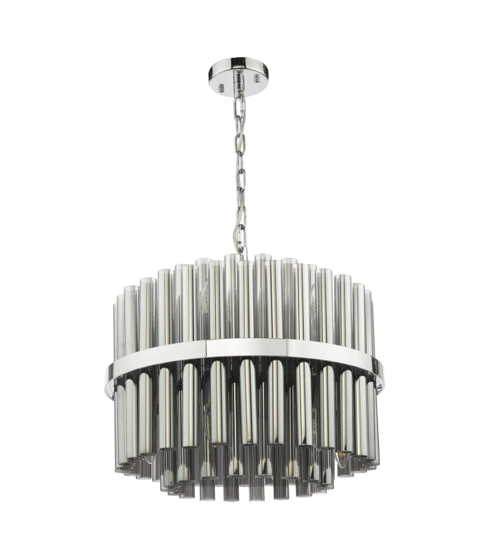 Imani Ceiling Pendant Polished Chrome and Smoked Ribbed Glass-5