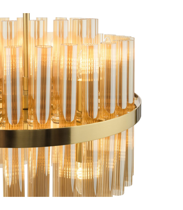 Imani Ceiling Pendant Natural Brass and Champagne Ribbed Glass-8