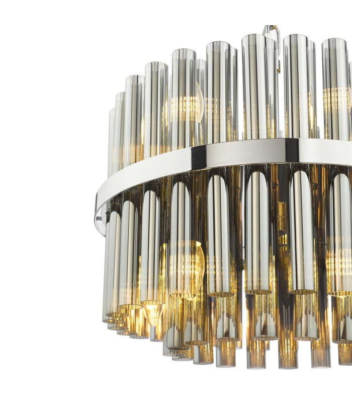 Imani Ceiling Pendant Polished Chrome and Smoked Ribbed Glass-7