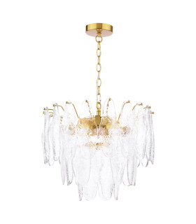 Kimmia 6 Light Ceiling Pendant Natural Brass and Textured Glass-1