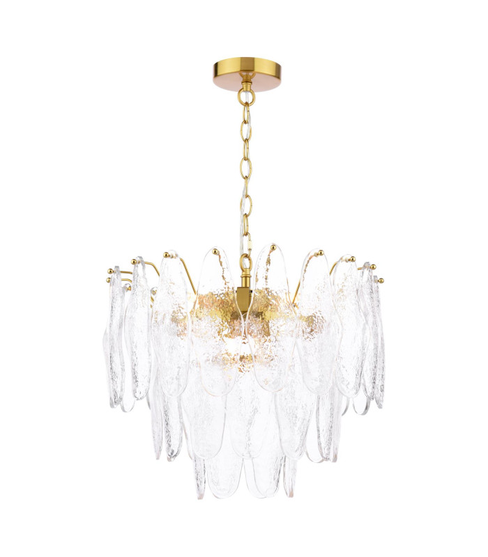 Kimmia 6 Light Ceiling Pendant Natural Brass and Textured Glass-1