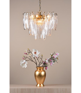 Kimmia 6 Light Ceiling Pendant Natural Brass and Textured Glass-2
