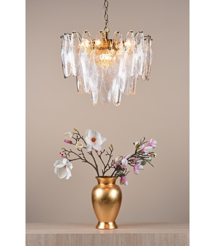 Kimmia 6 Light Ceiling Pendant Natural Brass and Textured Glass-2