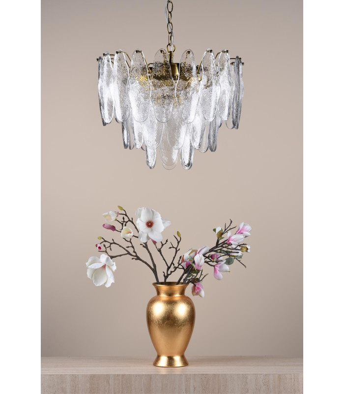 Kimmia 6 Light Ceiling Pendant Natural Brass and Textured Glass-3