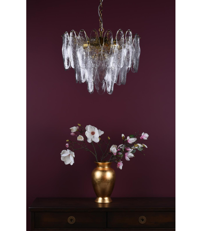 Kimmia 6 Light Ceiling Pendant Natural Brass and Textured Glass-5