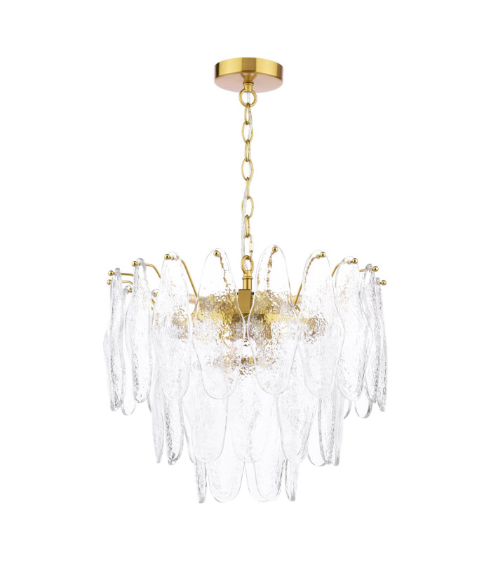 Kimmia 6 Light Ceiling Pendant Natural Brass and Textured Glass-7