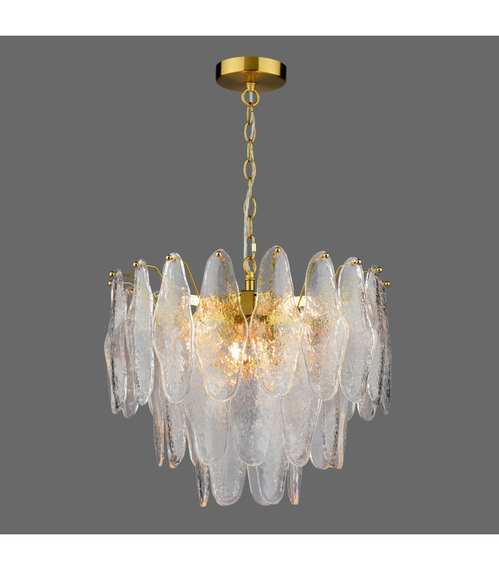 Kimmia 6 Light Ceiling Pendant Natural Brass and Textured Glass-10