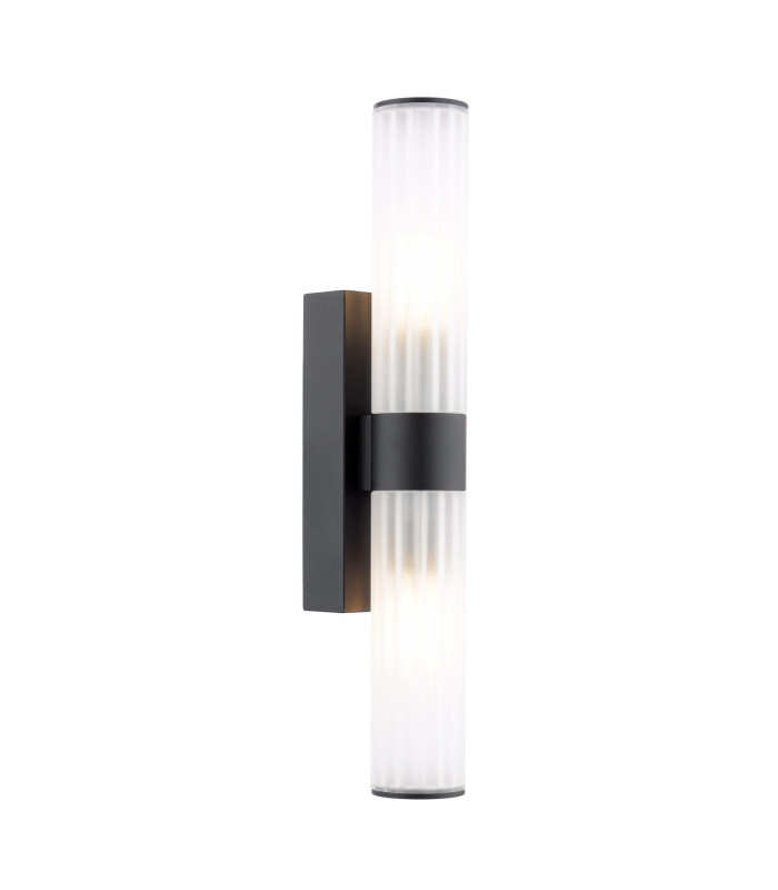 Lars Bathroom Wall Light Matt Black and White Frosted Acrylic IP44-1