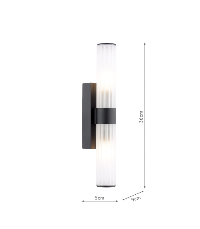 Lars Bathroom Wall Light Matt Black and White Frosted Acrylic IP44-4