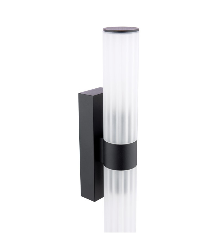 Lars Bathroom Wall Light Matt Black and White Frosted Acrylic IP44-6