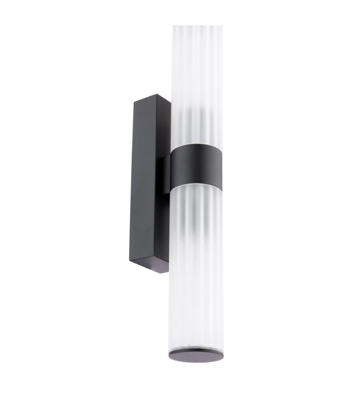 Lars Bathroom Wall Light Matt Black and White Frosted Acrylic IP44-7