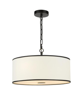 Jemima 3 Light Ceiling Pendant White and Matt Black With Shade-1