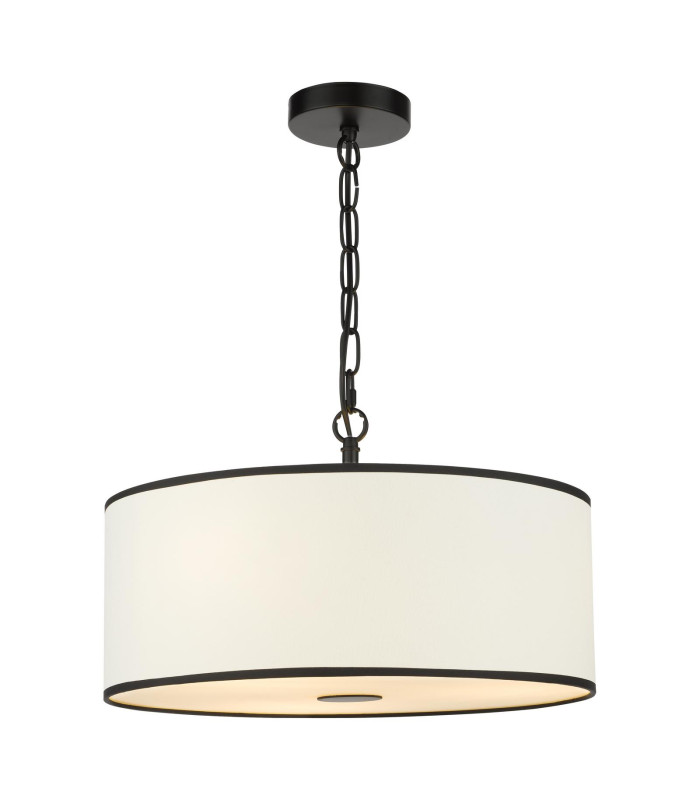 Jemima 3 Light Ceiling Pendant White and Matt Black With Shade-1
