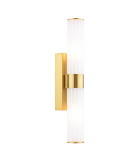 Lars Bathroom Wall Light Brushed Gold and White Frosted Acrylic IP44-1